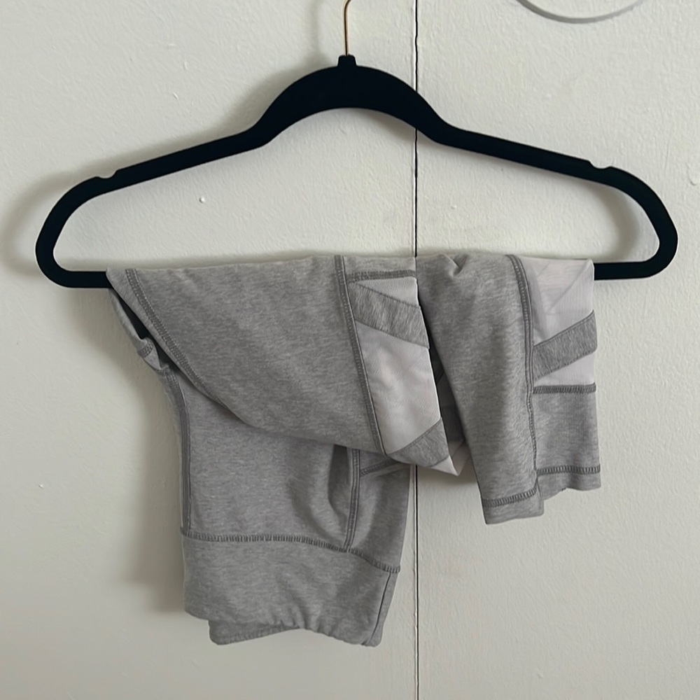 Grey and white athletic pants